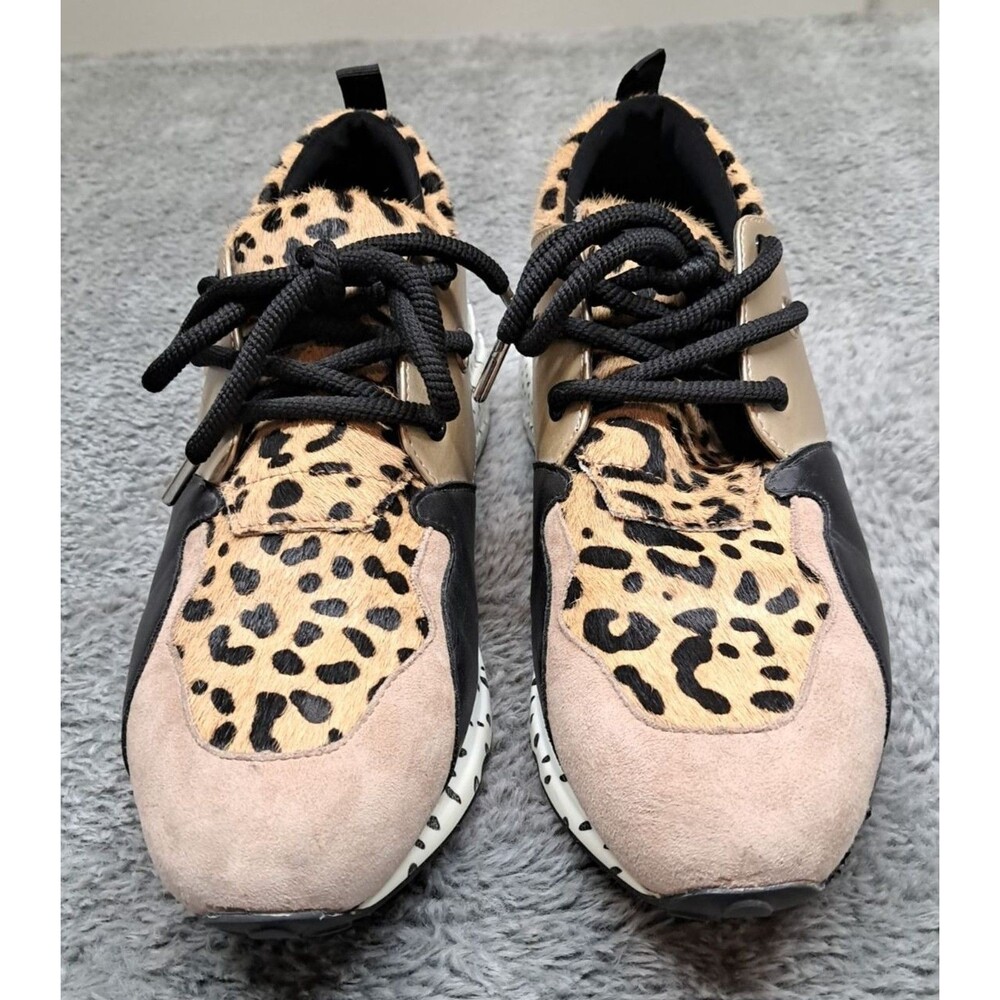 Steve Madden Shoes Women's Size 9.5M Cliff Leopard Print Lace-Up Wedge Sneakers - Picture 6 of 10